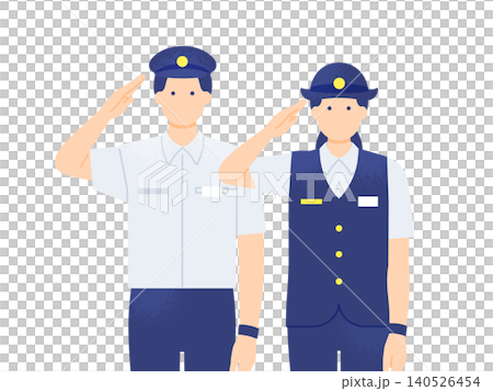 敬礼する夏服の男女駅員 半袖制服の上半身カットのベクターイラスト素材 敬礼する夏服の男女駅員 半袖制服の上半身カットのベクターイラスト素材 140526454