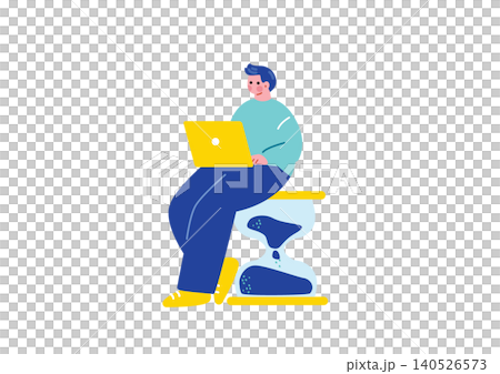 一名男子操作電腦的插圖 一名男子操作電腦的插圖 140526573