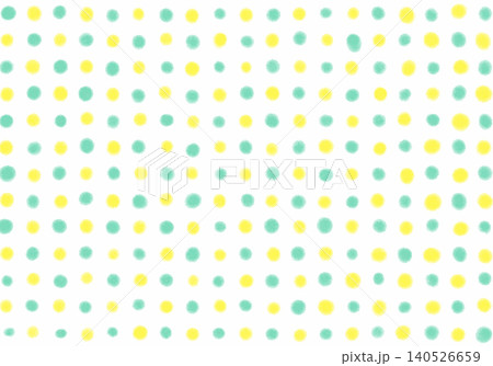 水彩風の可愛いイエローとグリーンのドット(水玉)模様背景素材 水彩風の可愛いイエローとグリーンのドット(水玉)模様背景素材 140526659
