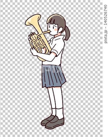 女學生演奏中音號。 女學生演奏中音號。 140526740