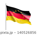Germany national waving flag with a circle of European Union twelve gold stars, political and economic union, EU member since 1 January 1958. Realistic vector illustration 140526856