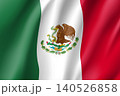Flag Mexico realistic icon. State insignia of the nation in realistic style on the entire page. Waving state flag. National symbol in the form of a vector illustration 140526858