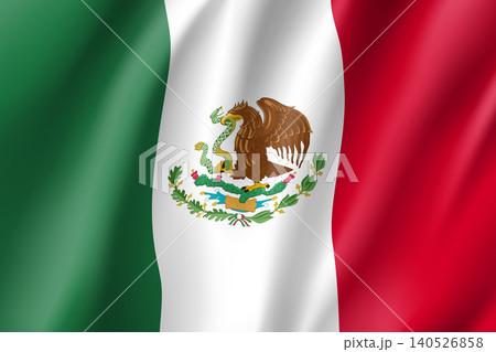 Flag Mexico realistic icon. State insignia of the nation in realistic style on the entire page. Waving state flag. National symbol in the form of a vector illustration Flag Mexico realistic icon. State insignia of the nation in realistic style on the entire page. Waving state flag. National symbol in the form of a vector illustration 140526858
