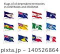 Flags dependent territories Australia and Oceania realistic style set. Collection of national symbols. Vector illustrations of tribes, aborigines, peoples, pacific ocean concept 140526864