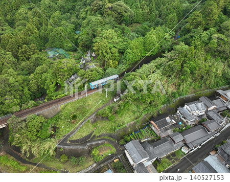 高知県黒潮町 土佐白浜駅と沿岸集落の早朝空撮 高知県黒潮町 土佐白浜駅と沿岸集落の早朝空撮 140527153