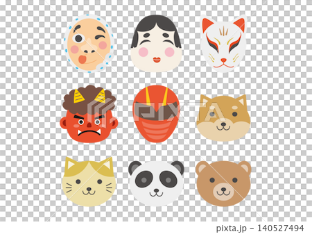 A set of illustrations for animal and character masks A set of illustrations for animal and character masks 140527494