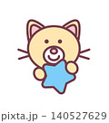 星を持った猫のアイコン（主線あり） 140527629
