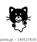 星を持った猫のアイコン（モノクロ） 140527630