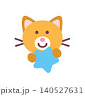 星を持った猫のアイコン（主線なし） 140527631