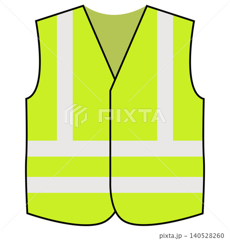 Reflective green safety vest icon. High visibility jacket symbol. Protective safety clothing with reflective stripes sign. flat style. 140528260