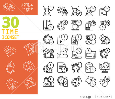 30 Time management and schedule line icons vector. 140528671