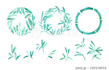 水彩風の竹背景イラスト|涼しげな和風夏デザイン 水彩風の竹背景イラスト|涼しげな和風夏デザイン 140529039