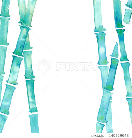 水彩風の竹背景イラスト｜涼しげな和風夏デザイン 140529048
