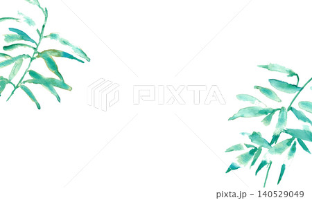 水彩風の竹背景イラスト｜涼しげな和風夏デザイン 140529049