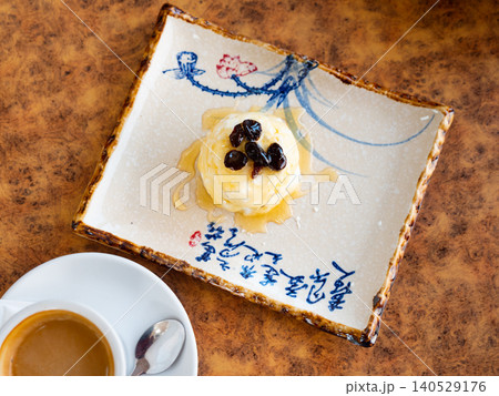 Mato cheese with honey and raisins on plate Mato cheese with honey and raisins on plate 140529176
