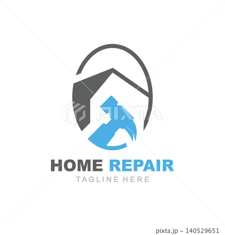 Home Repair logo design with handyman modern service 140529651