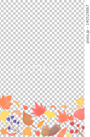 Watercolor-style transparent frame with autumn leaves 2_vertical Watercolor-style transparent frame with autumn leaves 2_vertical 140529867
