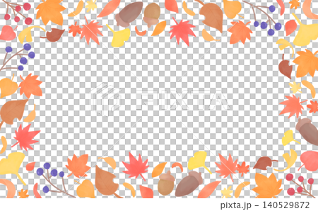 Watercolor-style transparent frame with autumn leaves 4_horizontal Watercolor-style transparent frame with autumn leaves 4_horizontal 140529872