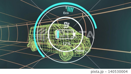 Displaying neon green SUV centered in tunnel, showing circular HUD battery plug 12% Displaying neon green SUV centered in tunnel, showing circular HUD battery plug 12% 140530004