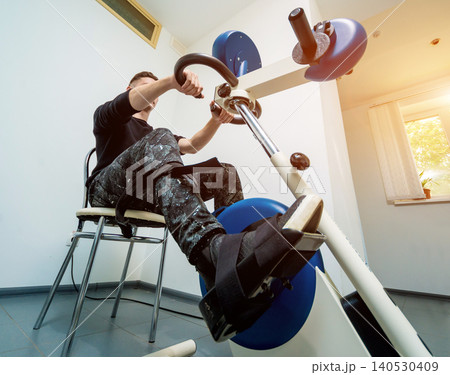 Restoration and rehabilitation of limb movement. Exercise bike and a pedal simulator with an electric motor. 140530409
