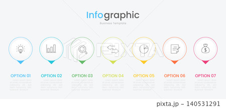 Infographic 7 options design elements for your business data. Vector Illustration. 140531291