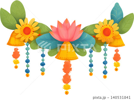 Indian Marigold Garland Floral Frame for Festival 140531841