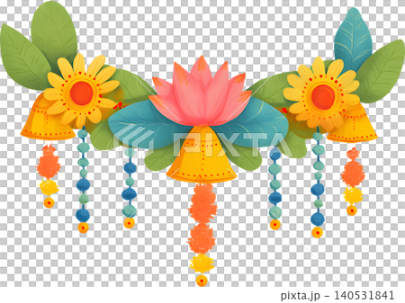 Indian Marigold Garland Floral Frame for Festival 140531841