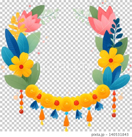 Indian Marigold Garland Floral Frame for Festival 140531843
