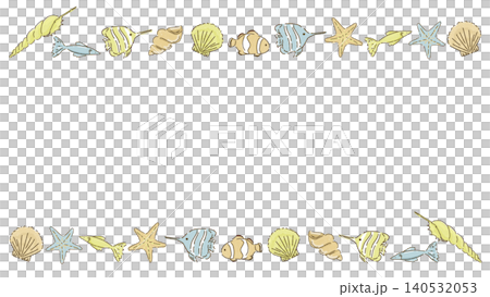 Seashell and fish frame Seashell and fish frame 140532053