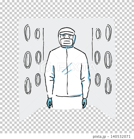Staff maintaining hygiene and cleanliness in a food processing plant - Hand-drawn vector illustration 140532071