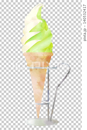 Watercolor-style vector soft serve ice cream (matcha mix) Watercolor-style vector soft serve ice cream (matcha mix) 140532417