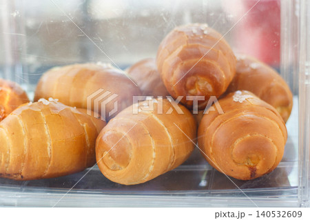 bread on a wooden tray 140532609