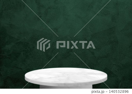 Minimalist Product Display Podium with Luxurious Deep Jade Green Texture Background, Modern Abstract Backdrop for Premium Wellness and Spa Branding. 140532896