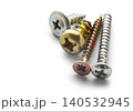 set of construction screws on a white isolated background 140532945