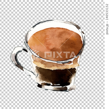 Espresso coffee and demitasse cup watercolor illustration 140533132