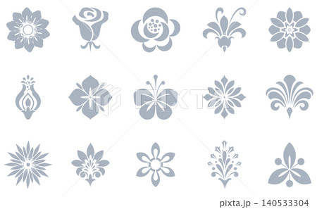 Flower icons set. Isolated elements for design. Vector graphics. Flower collection 140533304