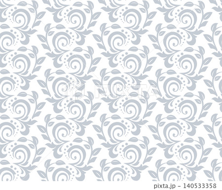 Flower pattern. Seamless white and gray ornament. Graphic vector background Flower pattern. Seamless white and gray ornament. Graphic vector background 140533358
