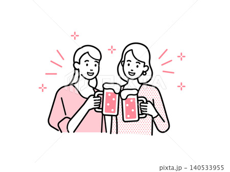 ビールで乾杯する若い女性 140533955