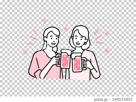 ビールで乾杯する若い女性 140533955