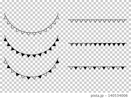 Monochrome garland/flag-shaped line decoration set - Event decoration parts Monochrome garland/flag-shaped line decoration set - Event decoration parts 140534006