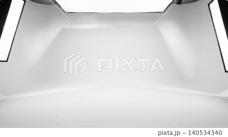 Photography studio setup with white cyclorama wall and side softbox lighting high key lighting photography cyclorama professional backdrop equipment production interior photographer Photography studio setup with white cyclorama wall and side softbox lighting high key lighting photography cyclorama professional backdrop equipment production interior photographer 140534340