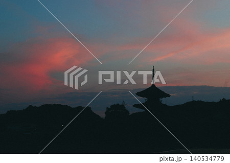 夕暮れの法起寺 夕暮れの法起寺 140534779