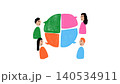 Hand drawn team discussion with colorful speech bubbles in childlike illustration 140534911