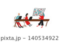 Hand drawn team planning schedule on wall calendar in office illustration. 140534922