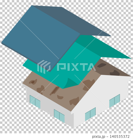 Illustration material for an isometric roof renovation. Illustration material for an isometric roof renovation. 140535372