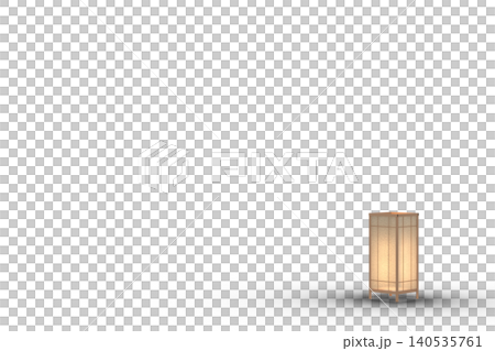 Japanese-style wooden lantern, cutout material with transparent background. 140535761