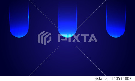 Futuristic Blue Neon Rounded Pill Shapes Background 140535807