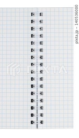 Spiral notebook graph paper page macro background with checkered pattern layout Spiral notebook graph paper page macro background with checkered pattern layout 140536080