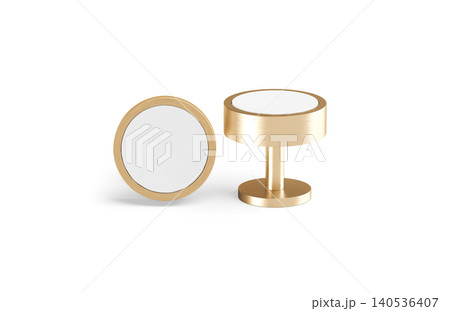 Blank round gold cufflinks stud mockup lying and stand png, transparent background, 3d rendering. Empty golden sleeve-button for shirt clasp mock up cut out. Jewelry cuff link or brooch with label. Blank round gold cufflinks stud mockup lying and stand png, transparent background, 3d rendering. Empty golden sleeve-button for shirt clasp mock up cut out. Jewelry cuff link or brooch with label. 140536407