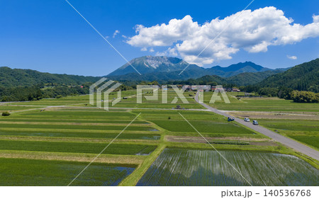大山の麓に広がる初夏の水田 大山の麓に広がる初夏の水田 140536768